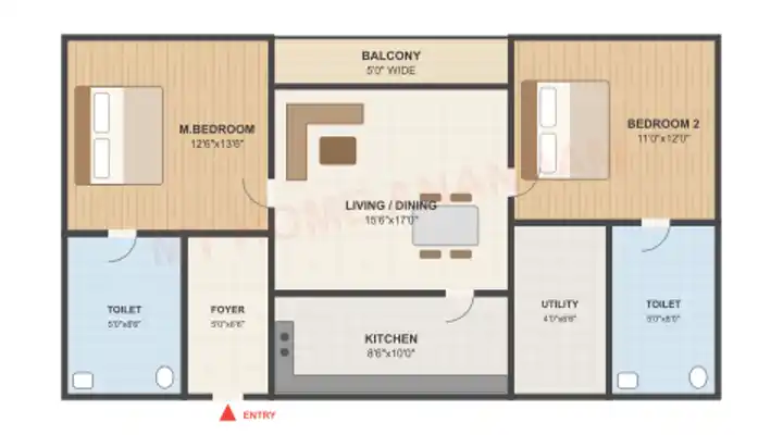 2 BHK Floor Plan
