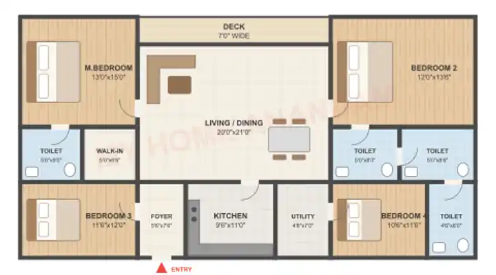 4 BHK Floor Plan